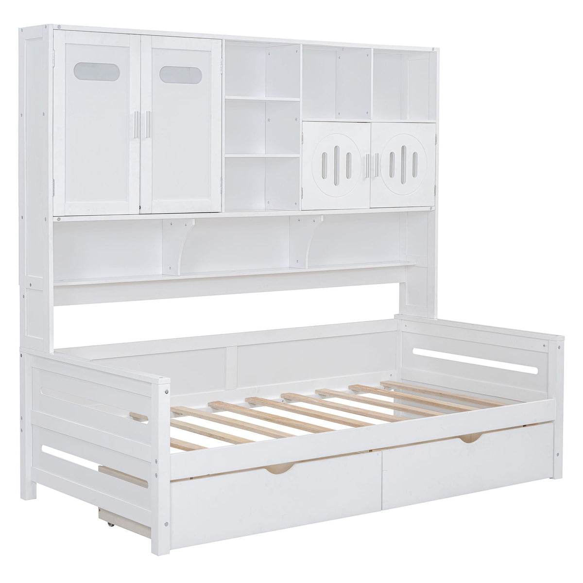 Daybed With All-In-One Cabinet And Shelf