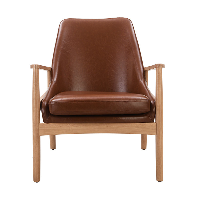 U-Can PU Leather Accent Chair Set of 2 Mid-Century Modern Armchair with Solid Wood Frame