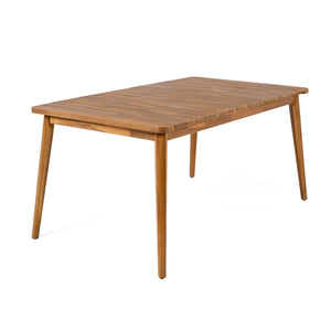 Outdoor Dining Set with Acacia Wood Table and 4 Chairs - Beige