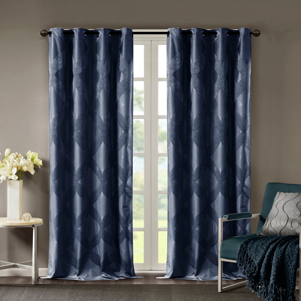Ogee knitted jacquard total blackout curtain panel (only 1 pc panel)