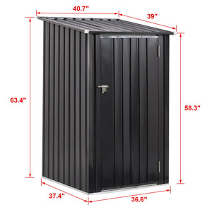 Outdoor Storage Shed, Metal Steel Garden Shed With Single Lockable Door, Small Shed Outdoor Steel Utility Tool Shed For Backyard Patio Garden Lawn - Black