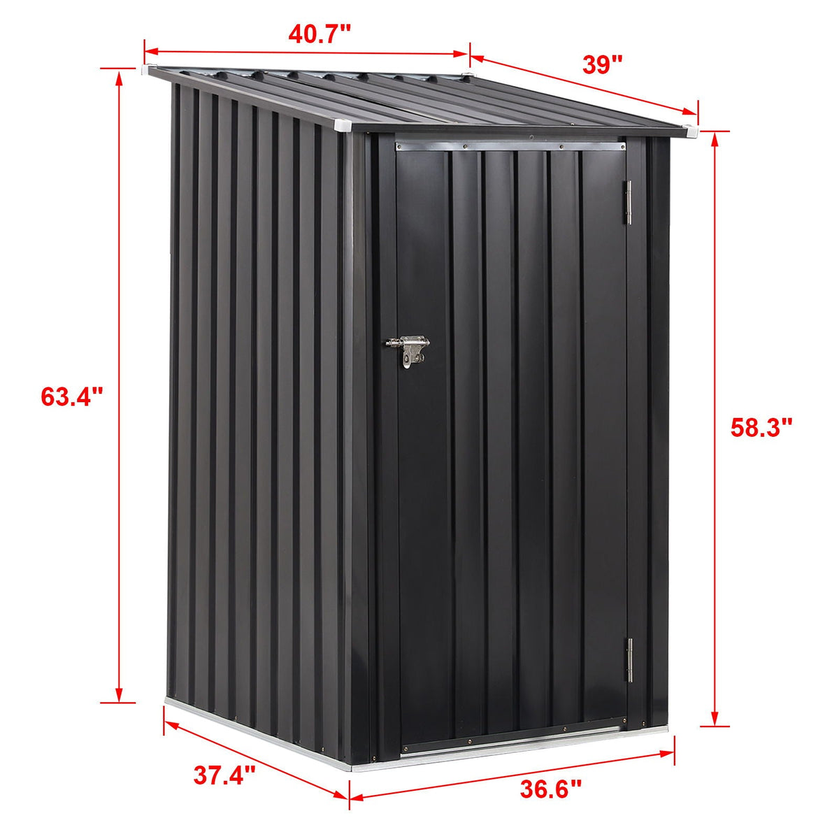 Outdoor Steel Storage Shed with Lockable Door - Black