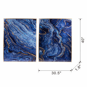 The Oceanus Elegance™ — Marbled Blue & Gold Panel Wall Art