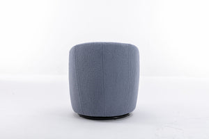 Teddy Fabric Swivel Accent Armchair Barrel Chair With Powder Coating Metal Ring