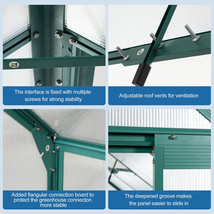 Polycarbonate house Raised Base And Anchor Aluminum Heavy Duty Walk-In houses For Outdoor Backyard In All Season