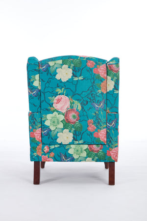 Modern Accent Chair with Retro Wood Legs - Floral