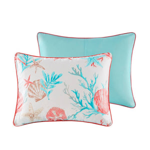 7 Piece Cotton Sateen Comforter Set Coral Cal King
