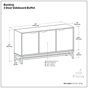 Banting - 3 Door Sideboard Buffet With Adjustable Shelves - Natural Walnut