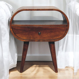 Large Chestnut Circular Bedside