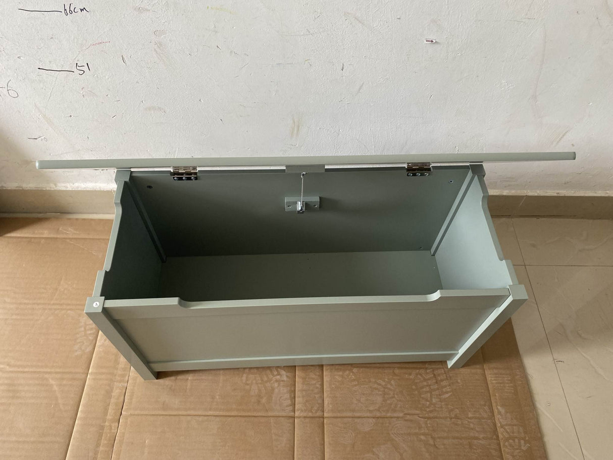 Kids Wooden Toy Box Storage with Safety Hinged Lid for Ages 2+ (Sage)