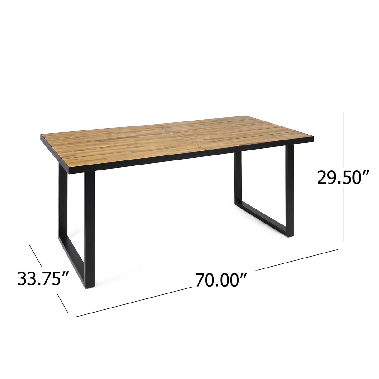 Outdoor Dining Table With U-Shape Legs And Slat Top - Teak