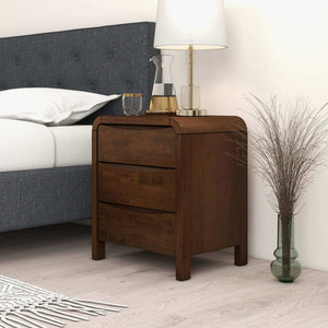 Lionel - Nightstand 3 Drawer Bed Side Table - Brown
