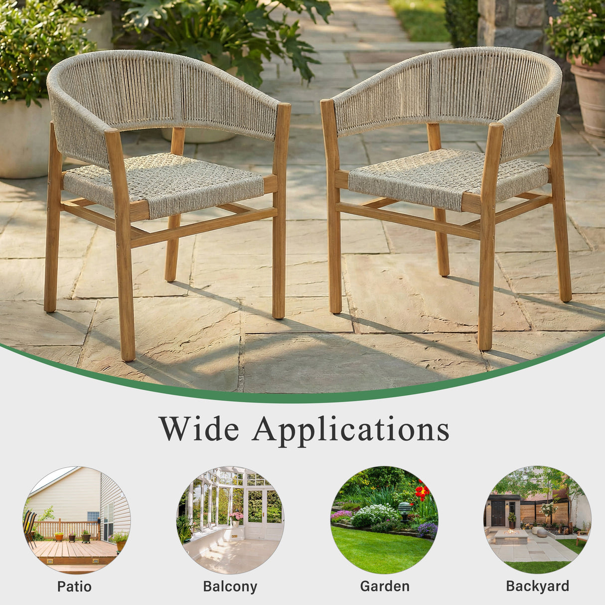 Outdoor Accent Chair Set for 2 Persons
