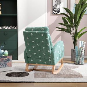Modern Accent Rocker Armchair With Side Pocket, Upholstered High Back