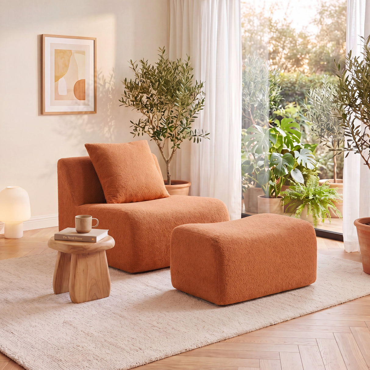 Soft Teddy Fabric Boneless Sofa