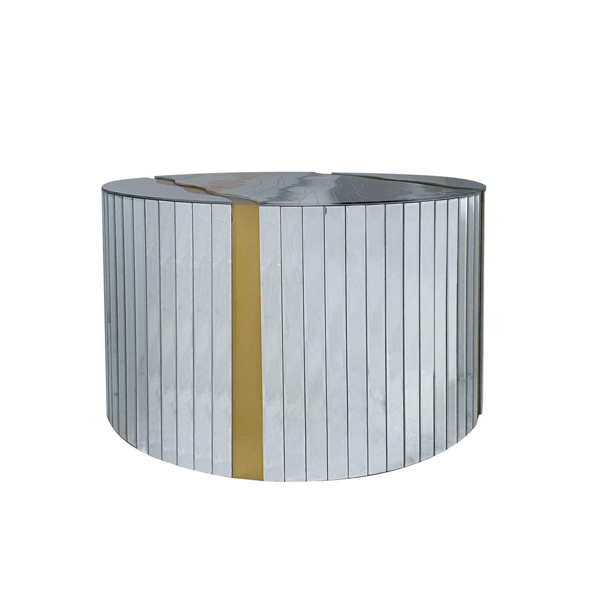 White Marble Pattern Round Coffee Table