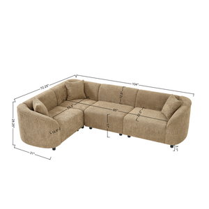 104" L-Shaped Curved Contemporary Sectional Sofa in Camel