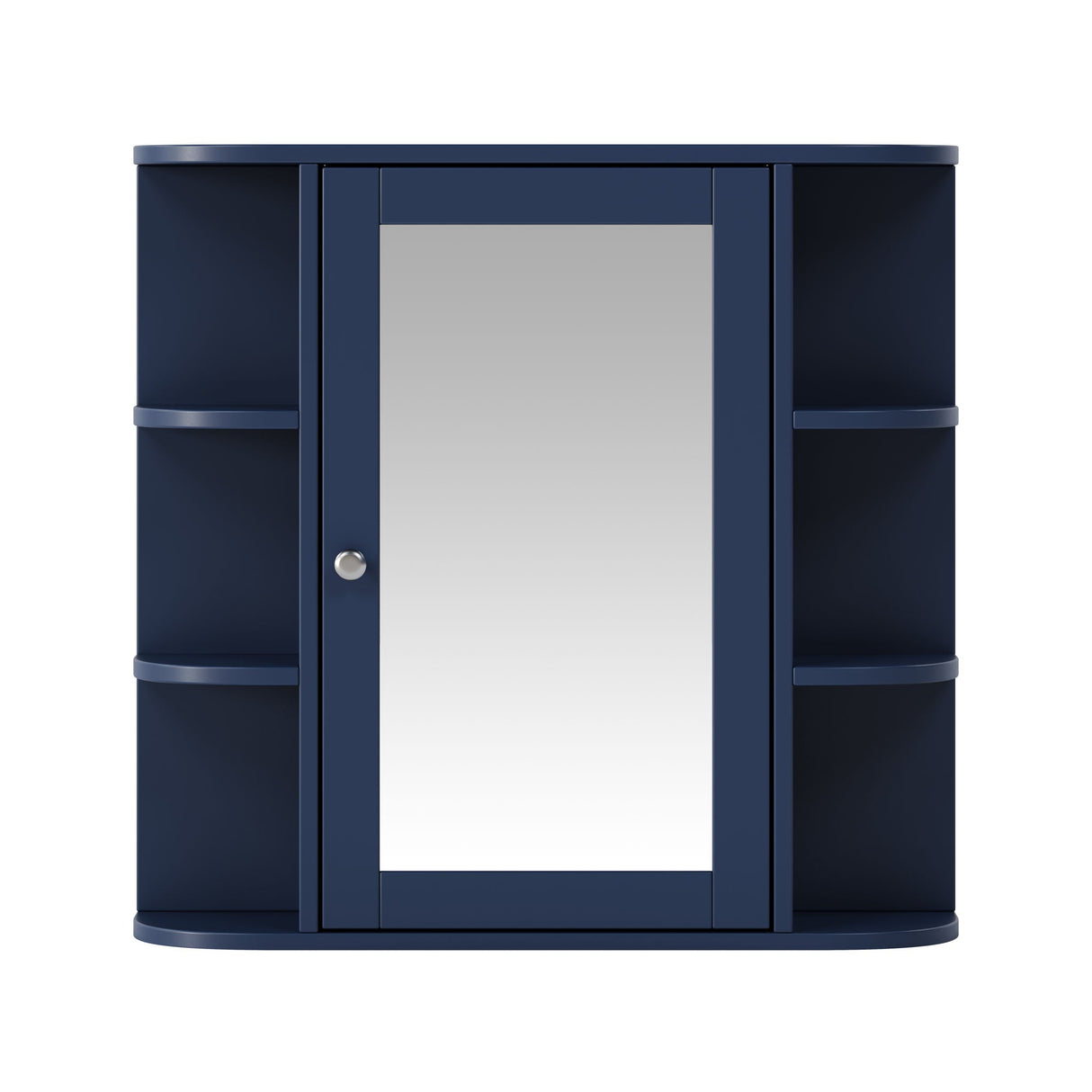 Bathroom Wall Storage Cabinet With Mirror And Adjustable Shelf, 6 Open Shelves