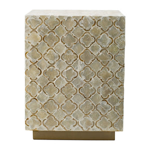 14x14x18' Square Capiz Stool, Cream