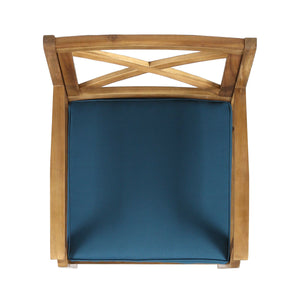 Perla Dining Chair 2pcs with Blue Cushions