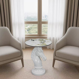 Horse Head Accent Table Animal Statue End Tables Livingroom, White