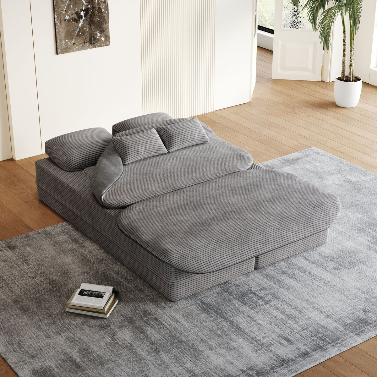 2 In 1 Foldable Sofa Bed With Multi Functional Blanket