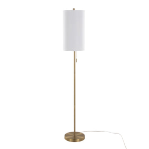 Bounty 62' Contemporary Metal Floor Lamp in Gold with White Linen Shade
