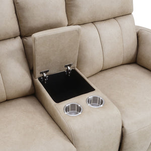 Elison - Motion Loveseat With Console - Dark Beige Polish Microfiber