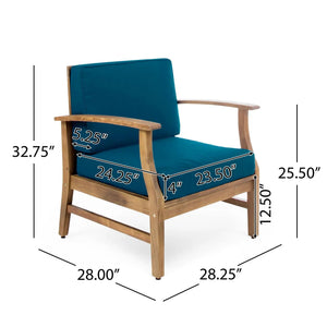 Perla Contemporary Club Chair with Water Resistant Cushions
