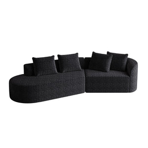 Upholstered Oversized Sectional Sofa, 4 Seater Extra Deep & Wide Seat Curved Cloud Couch With 4 Throw Pillows, Free Combination Living Room - Black