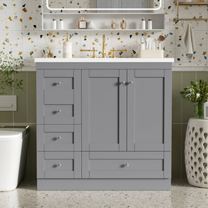 36 Inch Shaker Style Free-Standing Bathroom Vanity Cabinet with Sink