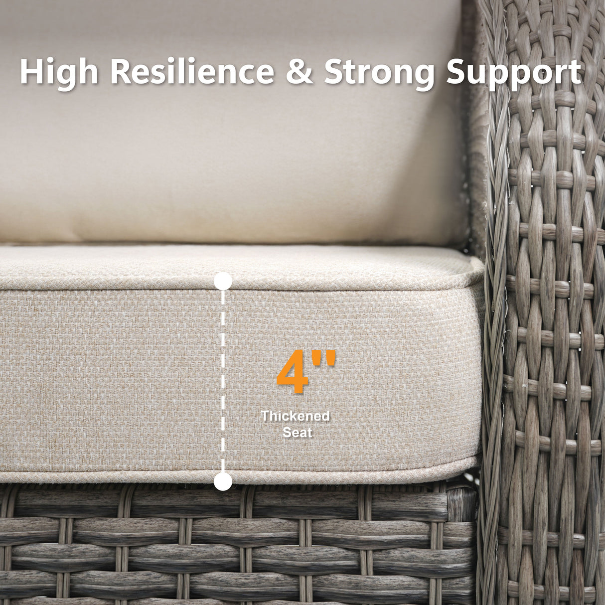73.6" PE Wicker Rattan Outdoor Furniture Set - 3 Seat Sofa