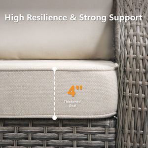 73.6" PE Wicker Rattan Outdoor Furniture Set - 3 Seat Sofa