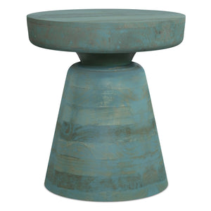 Handcrafted Mango Wood Accent Table with Sculptural Design - Multiple Colors