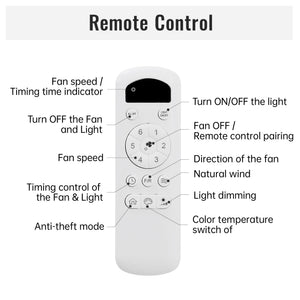48 Inch Indoor Ceiling Fan with Light and Remote Control