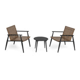 Modern Outdoor Chat Set: 2 Rattan Chairs with Side Table