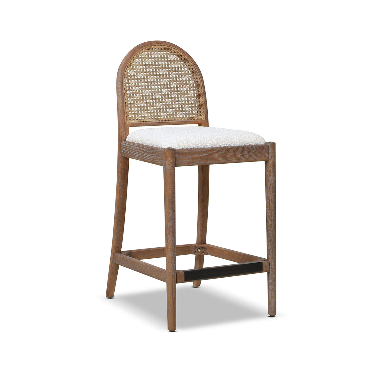 Arlin Upholstered Stool with Curved Back and Footrest, Set of 2