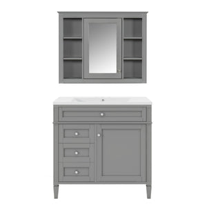 Bathroom Vanity With Mirror Cabinet, Storage Cabinet With 2 Soft Closing Doors And 4 Drawers, Undermount Sink