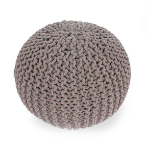 Moro - Knitted Round Pouf With Pumpkin Shape
