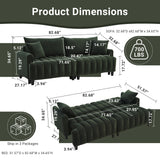 83'' Futon Sofa Bed with Polyester Fabric and 2 PillowsDark Green