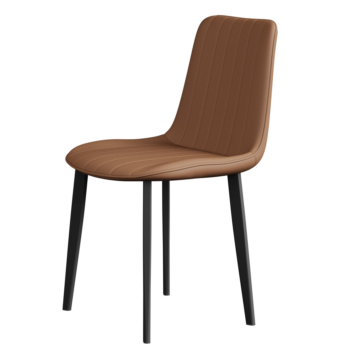 Brown PU Leather Dining Chair with Metal Legs - Set of 4
