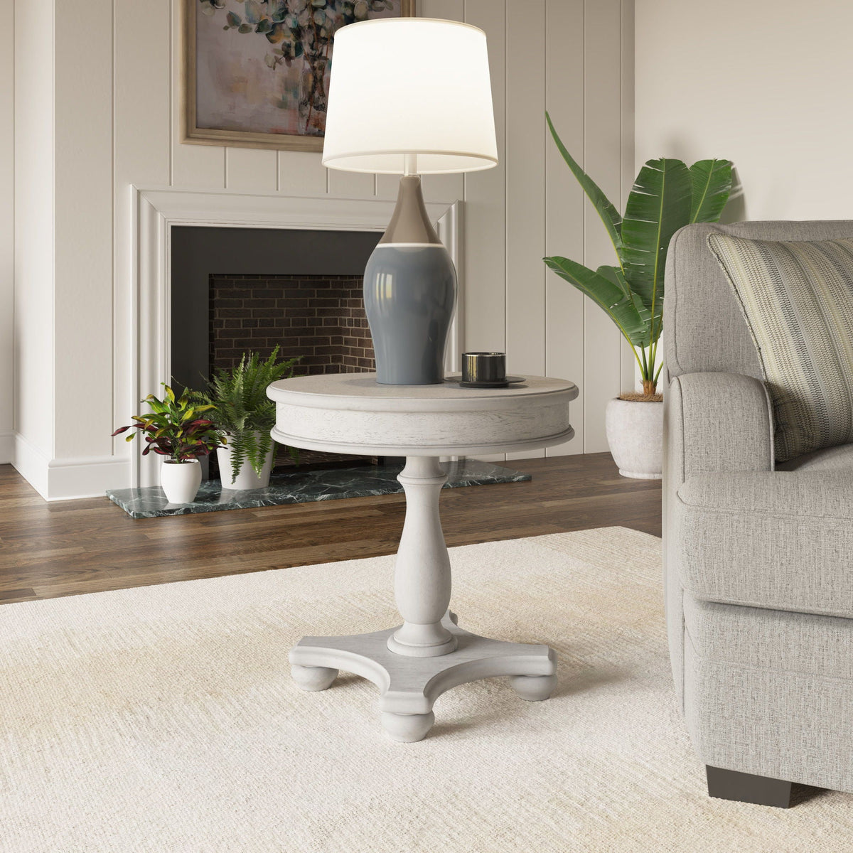 Round End Table - Gray