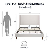 Harper upholstered bed, 54" headboard, textured ivory canvas