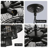 24' Rustic 5-Tier Black Hemp Rope Pendant Light Chandelier