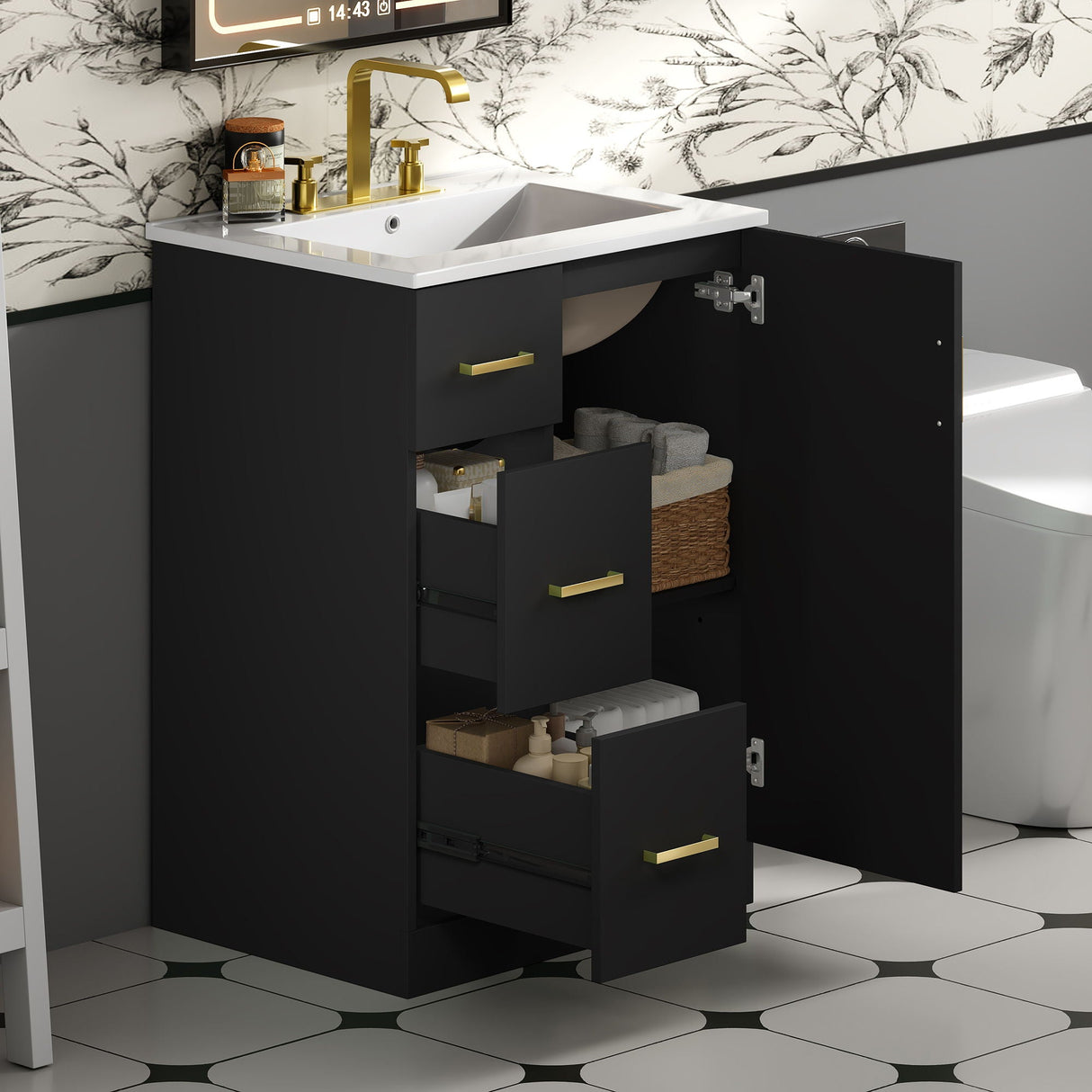 Bathroom Vanity With Under Mount Sink, 2 Drawers And Soft Closing Door