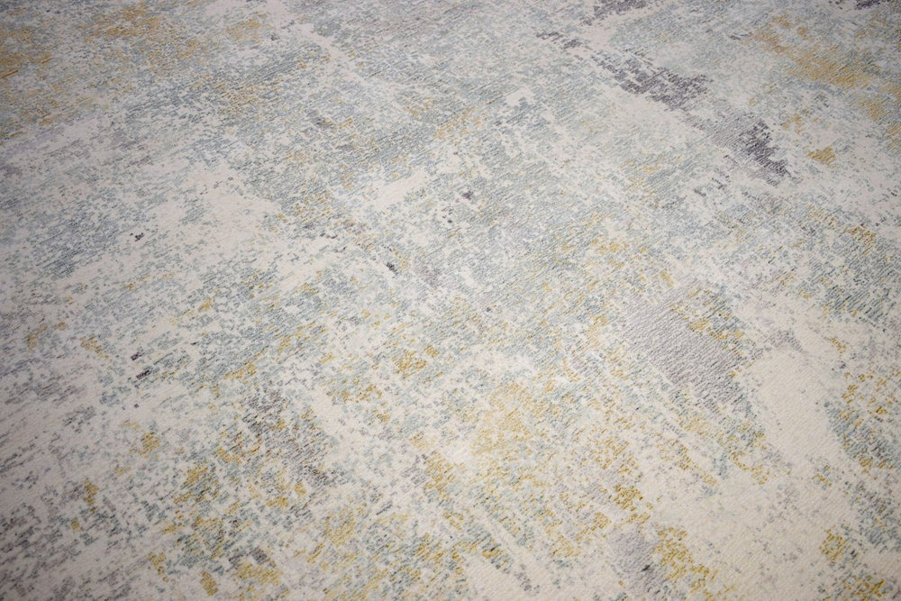 Modern Abstract Yellow And Gray Hand Loom Wool And Viscose Area Rug