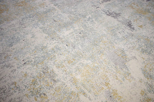 Modern Abstract Yellow And Gray Hand Loom Wool And Viscose Area Rug
