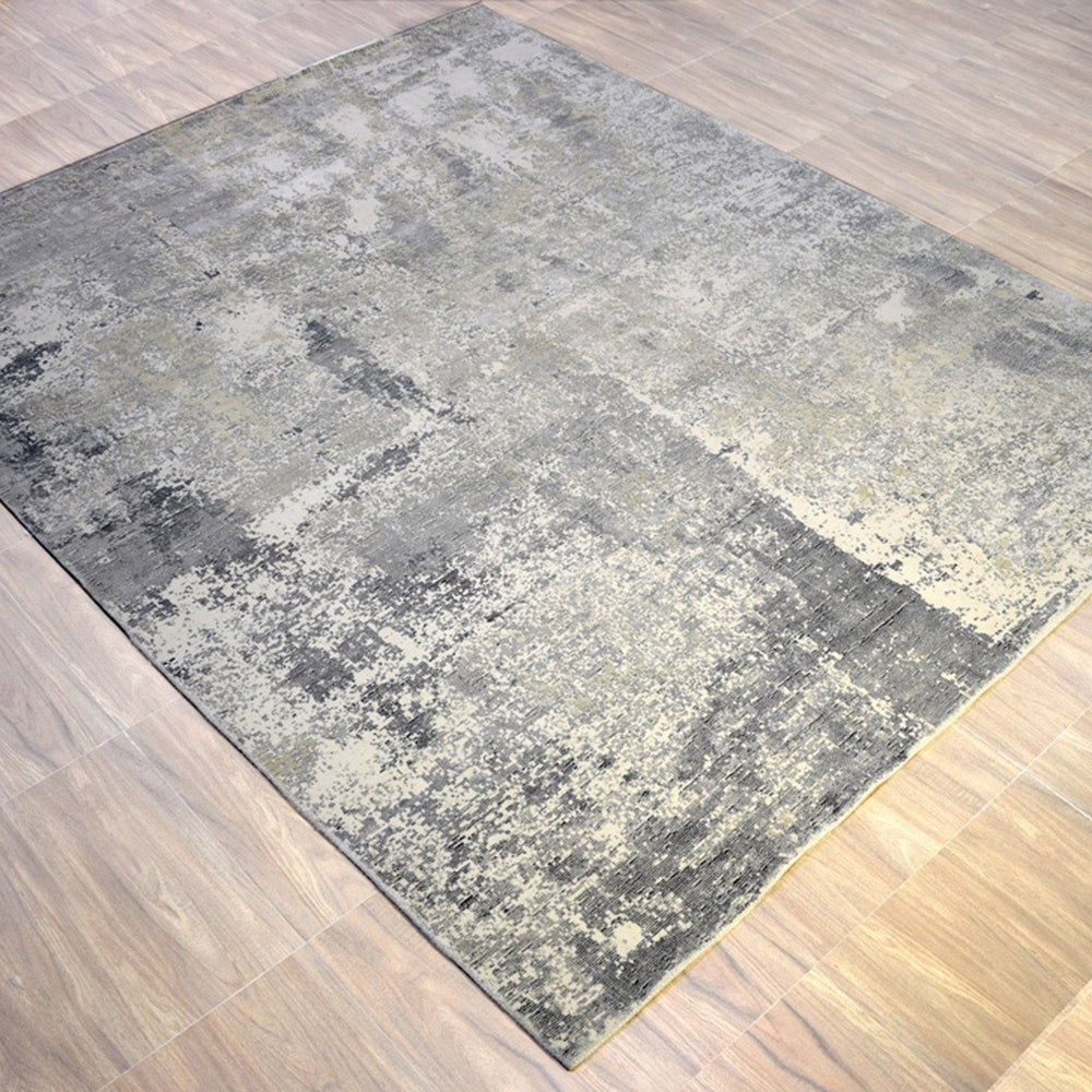 Gray Modern Abstract Wool And Viscose 8x10 Area Rug