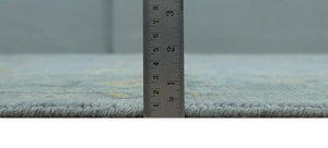 Multi Size Charcoal, Aqua and Silver Hand Knotted Oushak Wool Area Rug