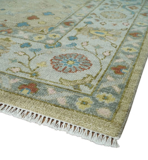 Hand Knotted Beige and Ivory Traditional  Floral Wool Area Rug